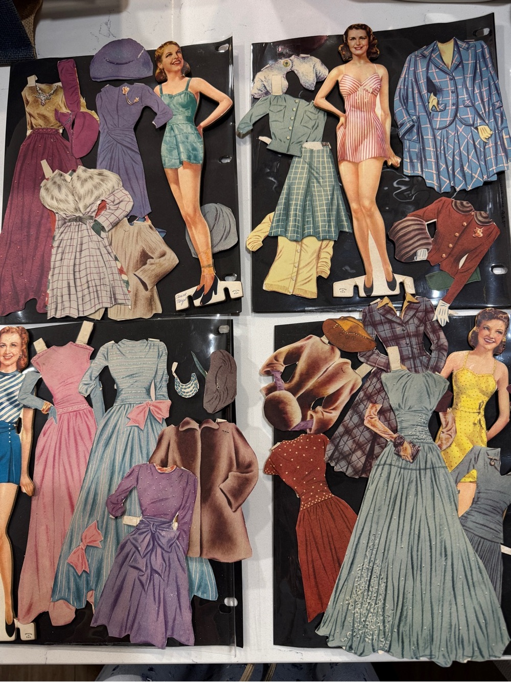 Vintage 1940s Paper Dolls 10” 4 Sets Clothes Lot Signed USA
